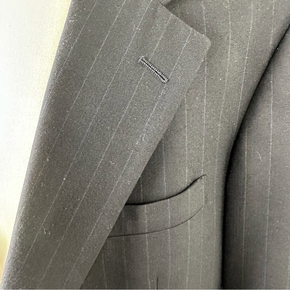 Vintage Chaps Navy Pin-Striped Wool 2-Button 2-Piece Suit Sz 44R - Picture 13 of 15